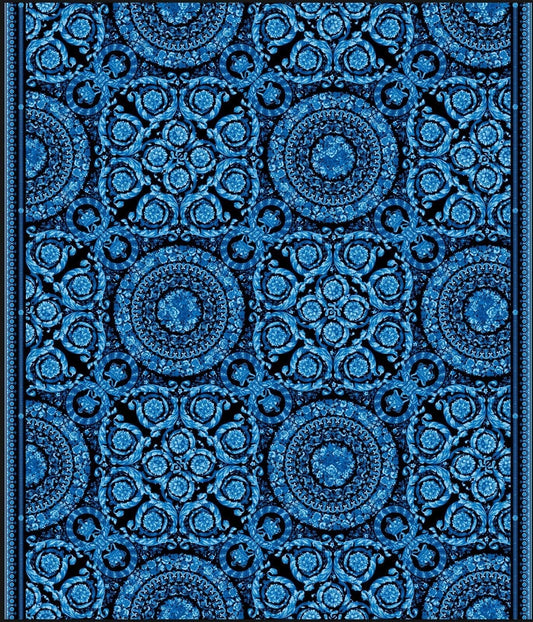 Blue Baroque Pattern Fabric