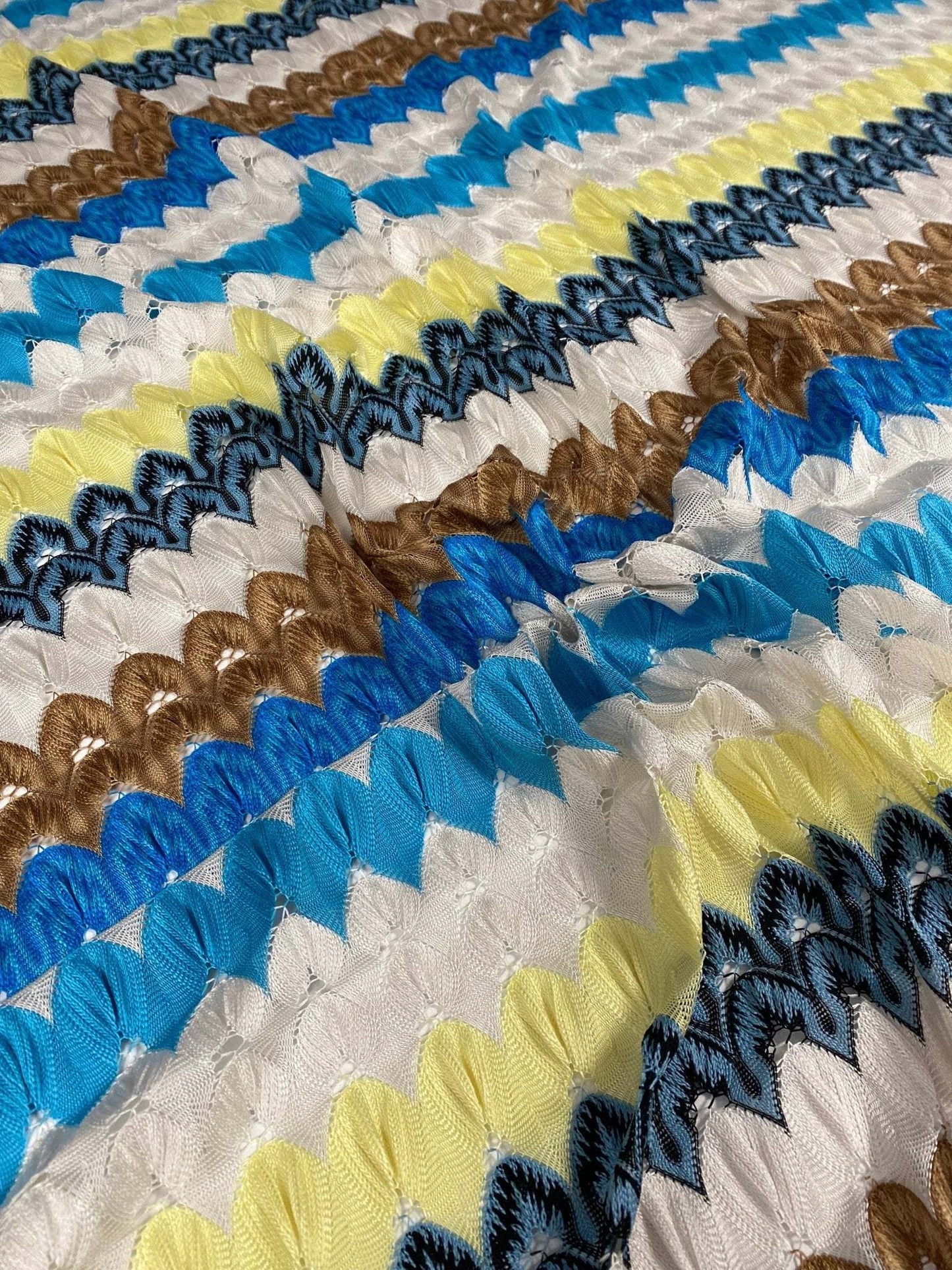 Colorful Chevron Embroidered Fabric