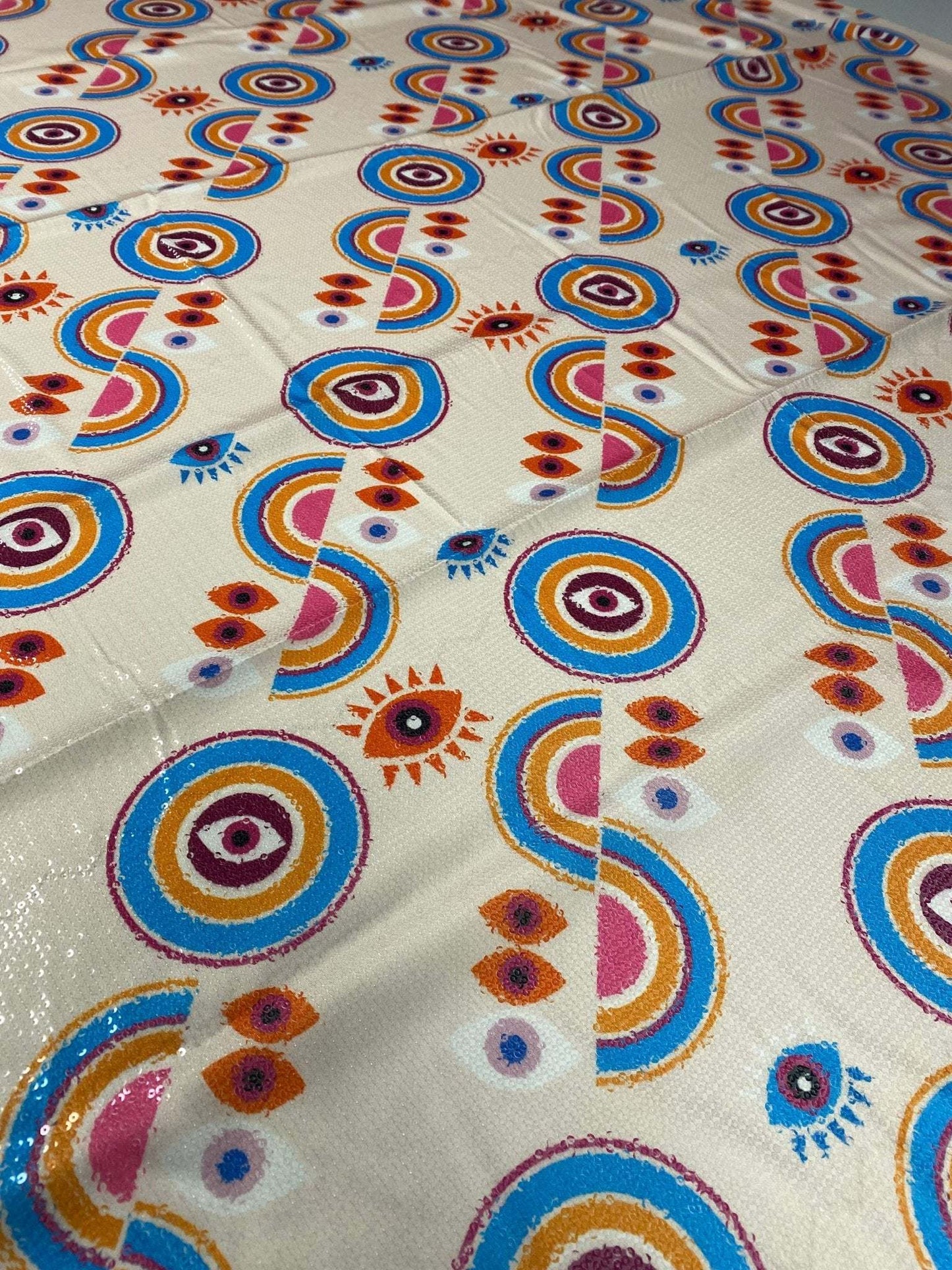 Colorful Evil Eye Print Fabric