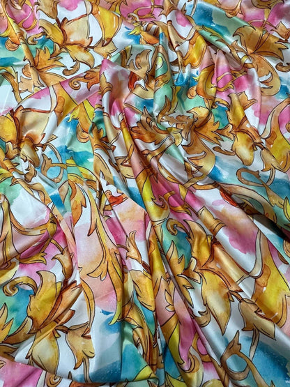 Colorful Baroque Floral Fabric – Custom Printed Fabric, Choose Material by Metre