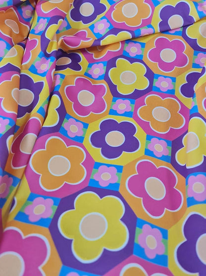 Colorful Floral Fabric – Custom Printed Fabric on Satin, Crepe, Spandex or Chiffon