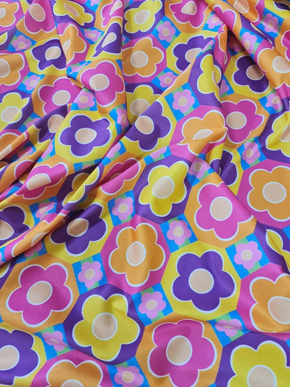 Colorful Floral Fabric – Custom Printed Fabric on Satin, Crepe, Spandex or Chiffon