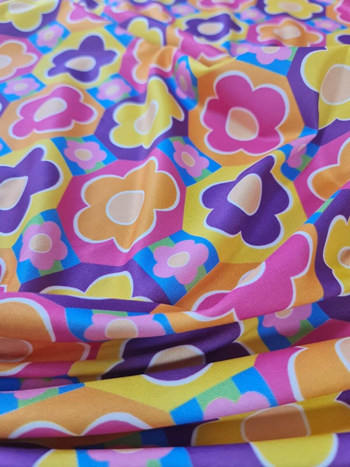 Colorful Floral Fabric – Custom Printed Fabric on Satin, Crepe, Spandex or Chiffon