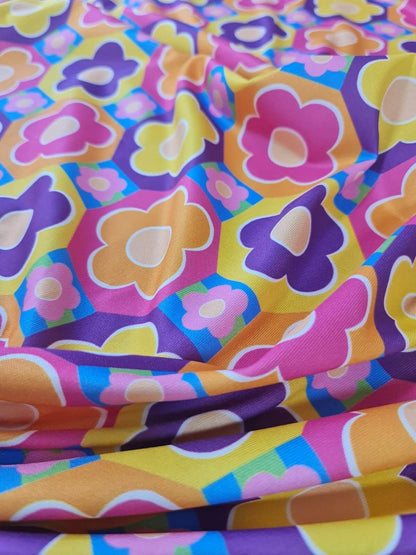 Colorful Floral Fabric – Custom Printed Fabric on Satin, Crepe, Spandex or Chiffon