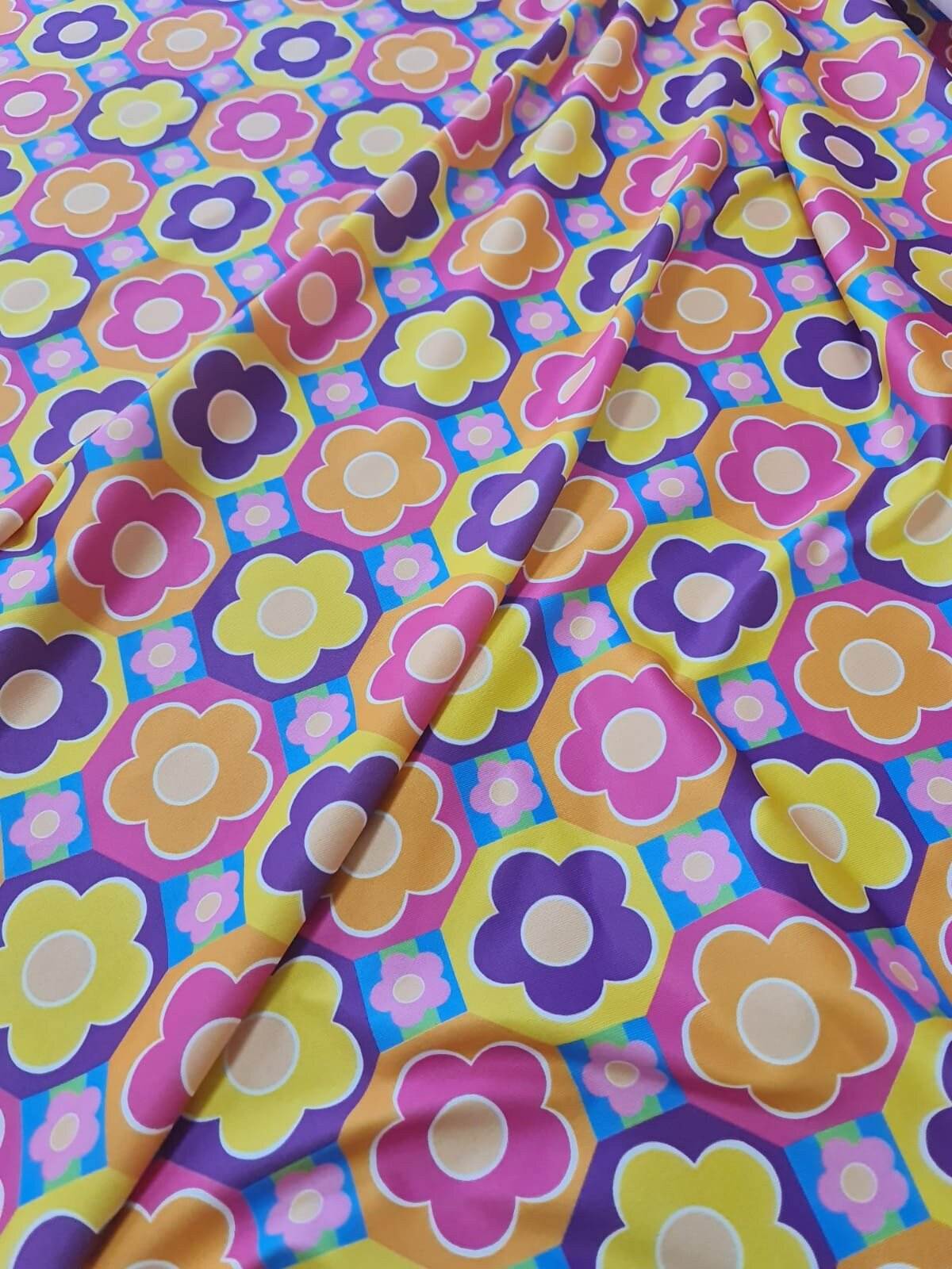 Colorful Floral Fabric – Custom Printed Fabric on Satin, Crepe, Spandex or Chiffon