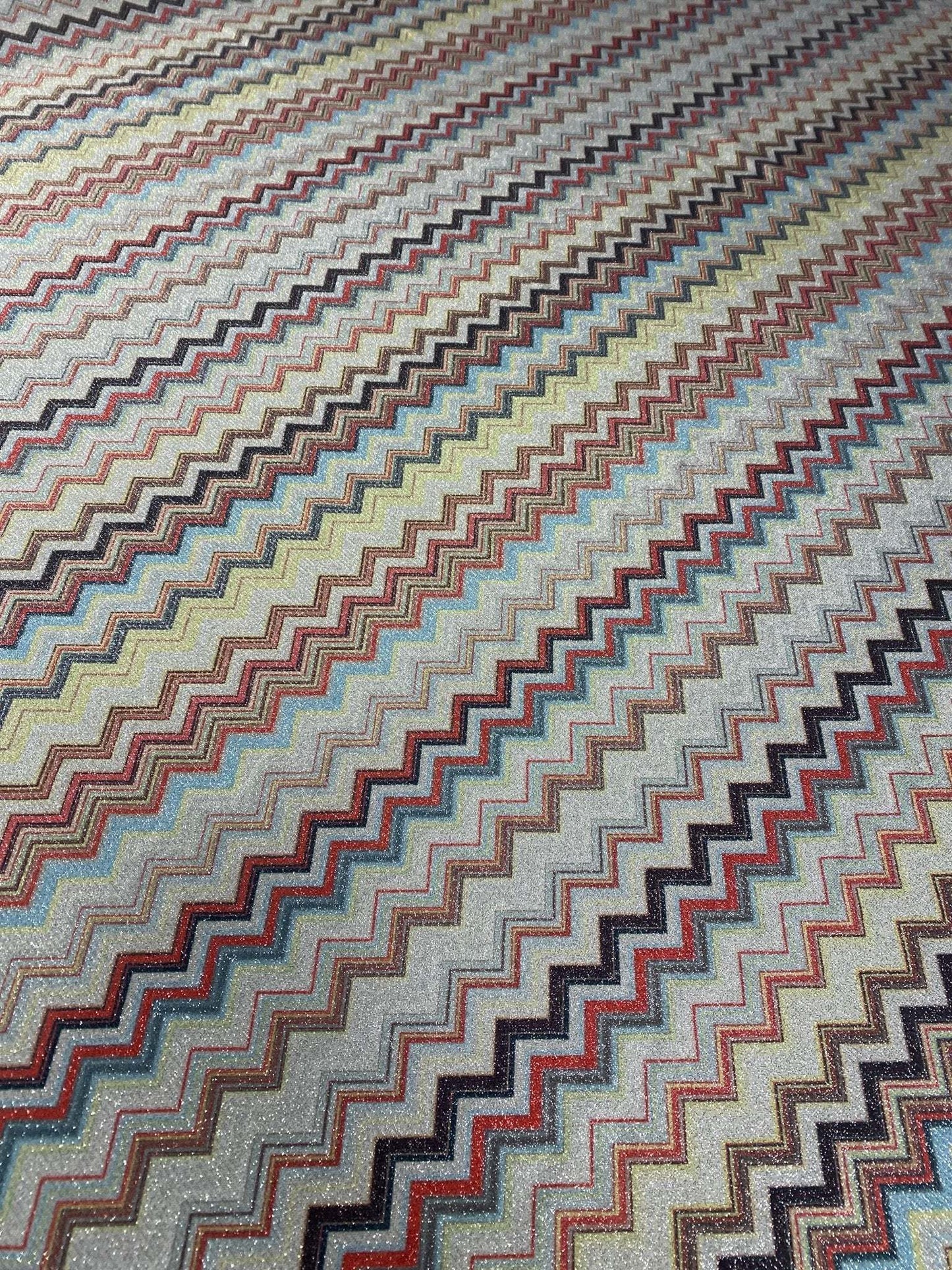 Colorful Zigzag Pattern Metallic Fabric