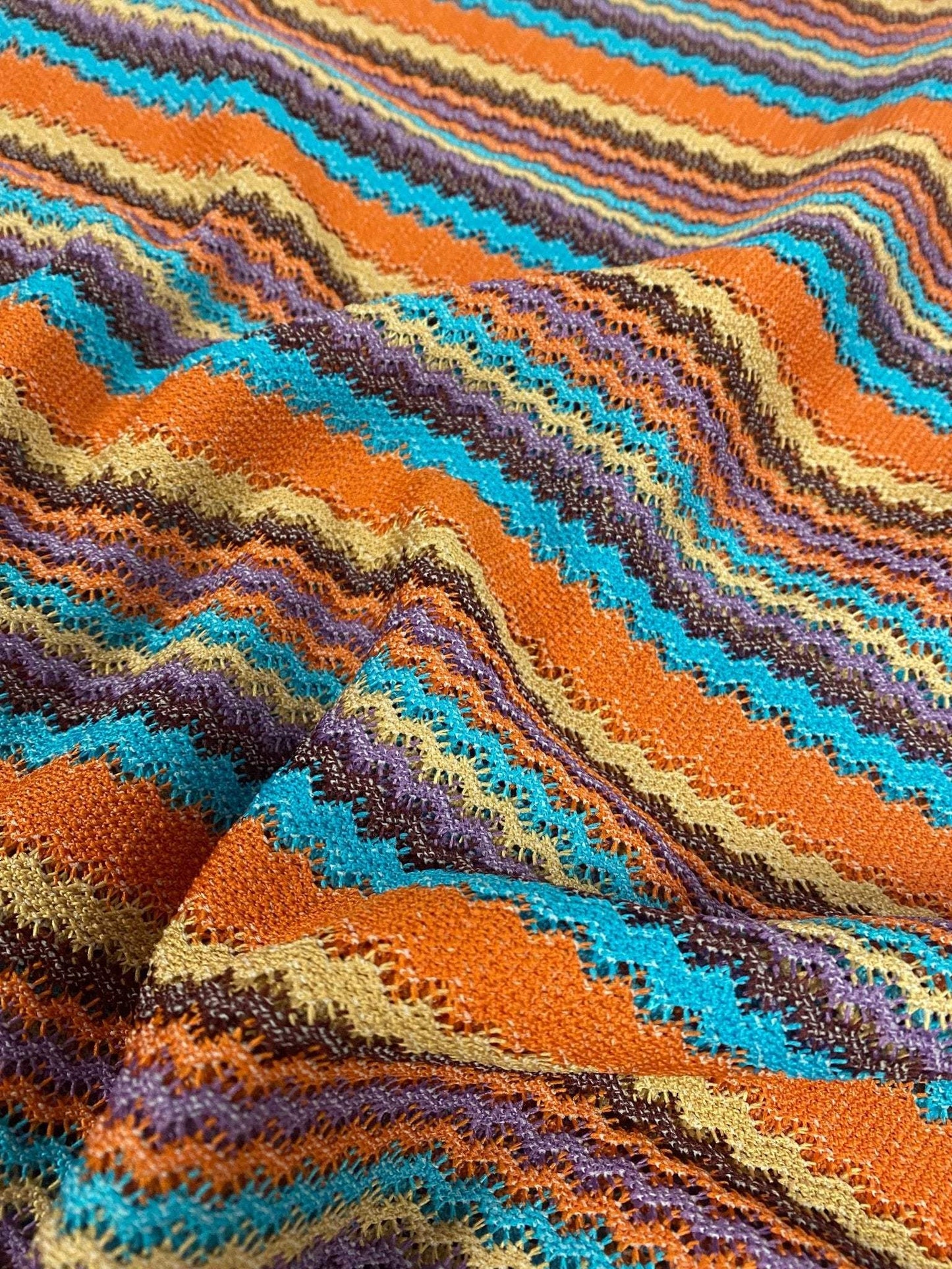 Colorful Zigzag Stripe Knit Pattern Fabric