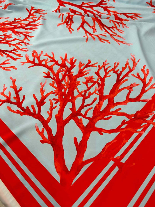 Coral Pattern Silky Crepe Fabric