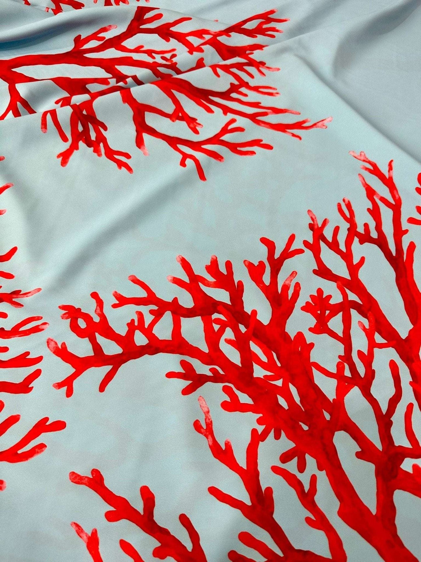 Coral Pattern Silky Crepe Fabric – Available in Satin, Crepe, Spandex & Chiffon | By Metre