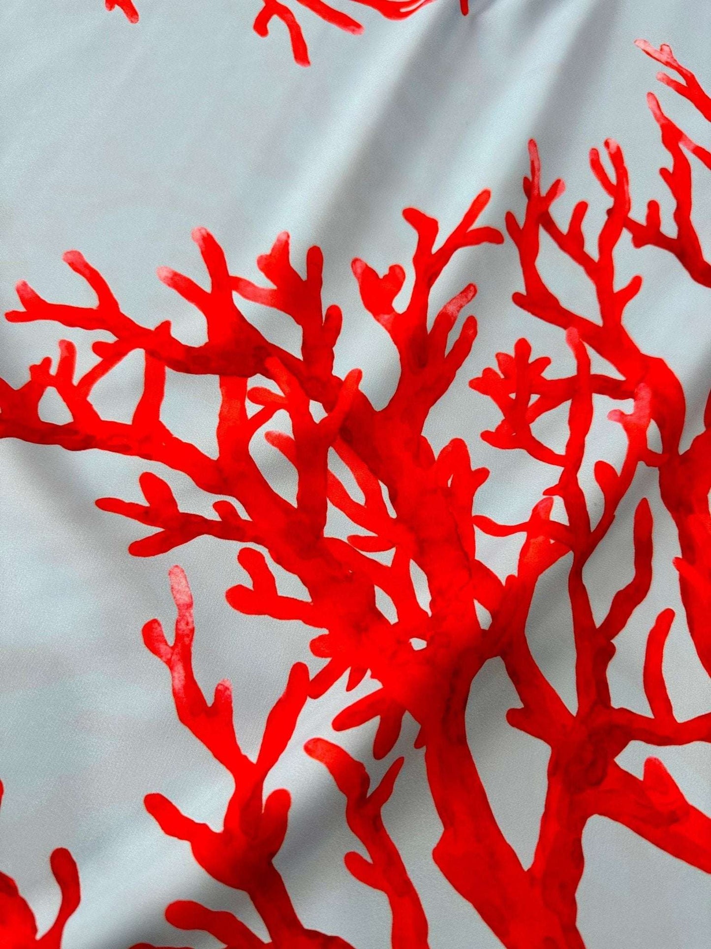 Coral Pattern Silky Crepe Fabric – Available in Satin, Crepe, Spandex & Chiffon | By Metre
