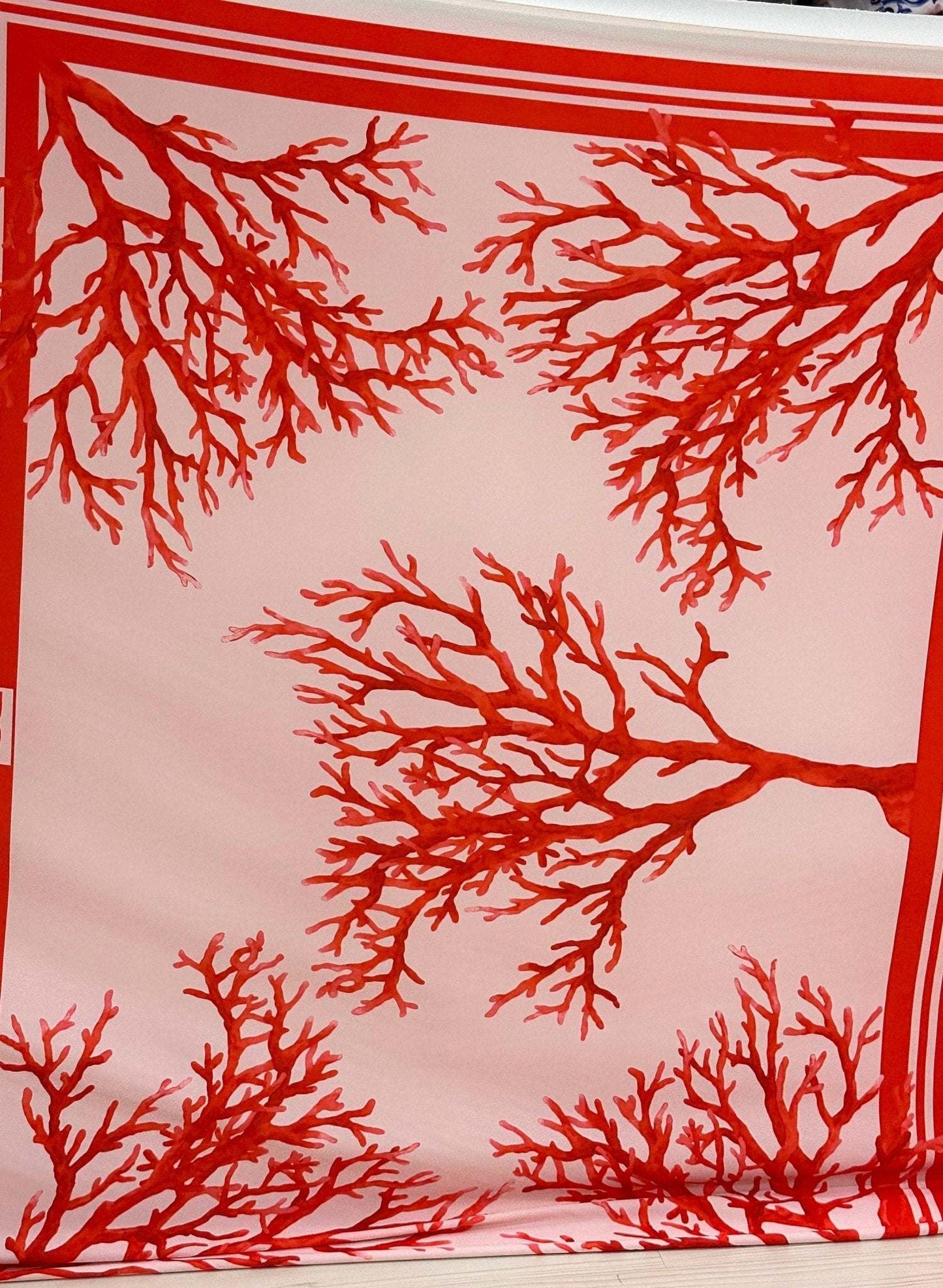 Coral Pattern Silky Crepe Fabric – Custom Printed Fabric, Choose Material by Metre