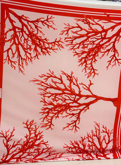 Coral Pattern Silky Crepe Fabric – Custom Printed Fabric, Choose Material by Metre