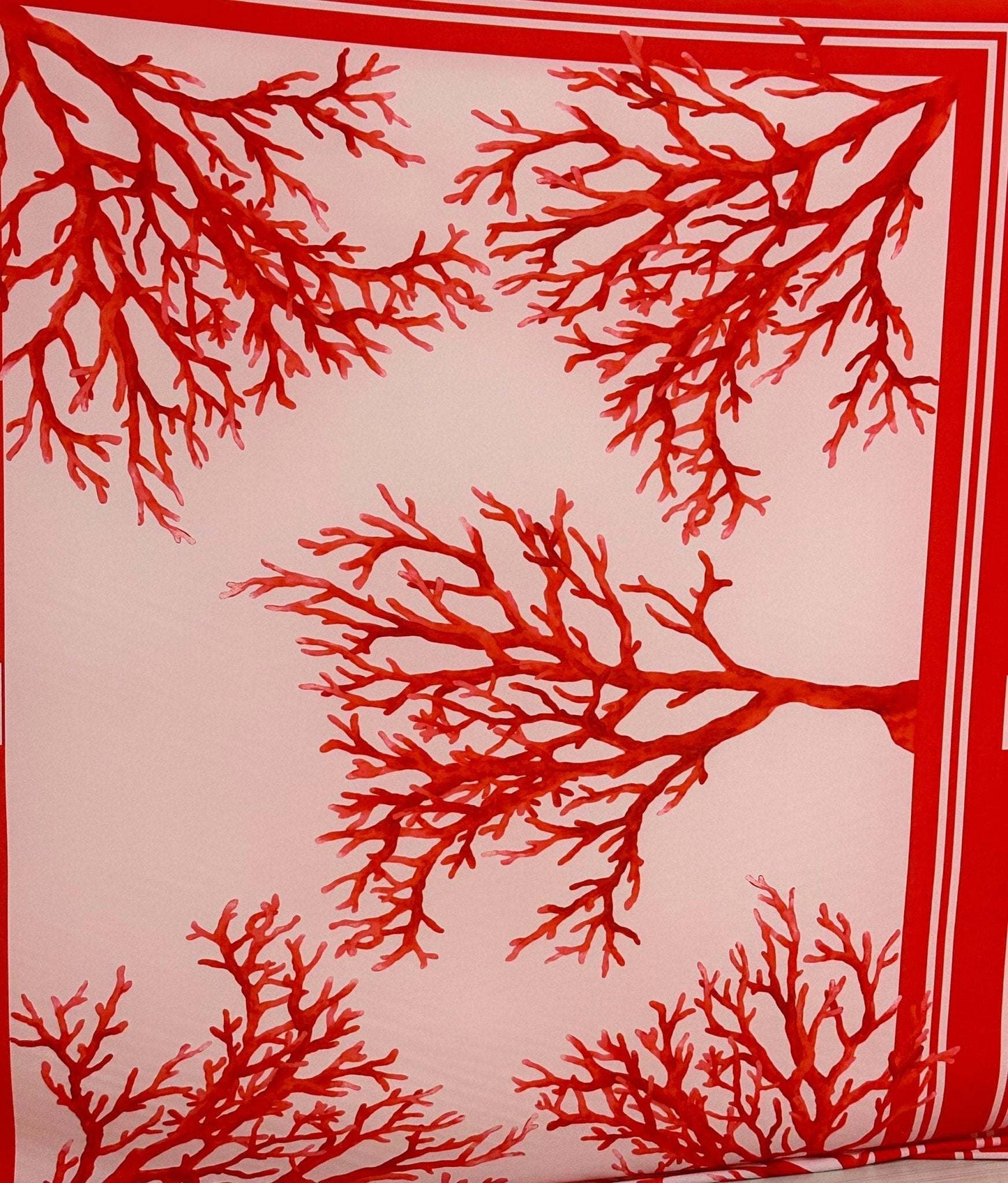 Coral Pattern Silky Crepe Fabric – Custom Printed Fabric, Choose Material by Metre