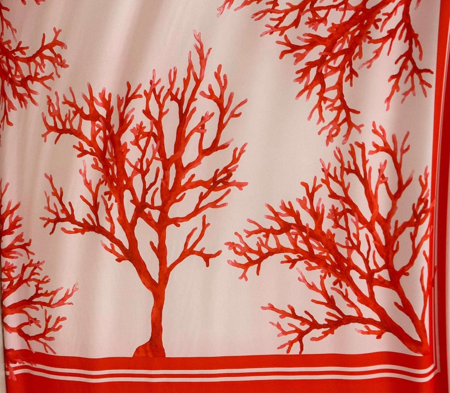 Coral Pattern Silky Crepe Fabric – Custom Printed Fabric, Choose Material by Metre