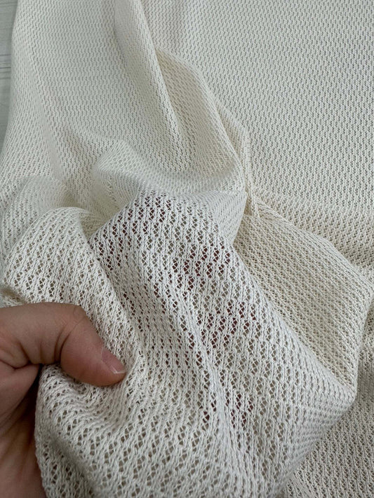 100 Cotton Off-White Fishnet Mesh Fabric for Crafting and Apparel