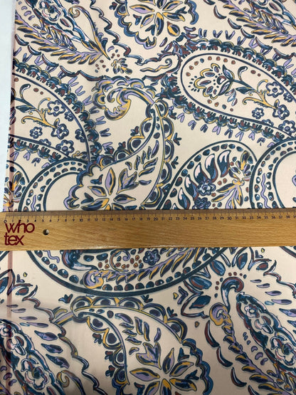 Cream Background Paisley Print Fabric