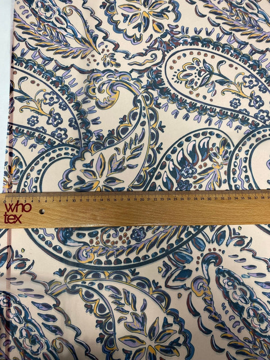 Cream Background Paisley Print Fabric