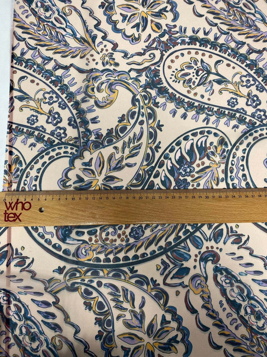 Cream Background Paisley Print Fabric