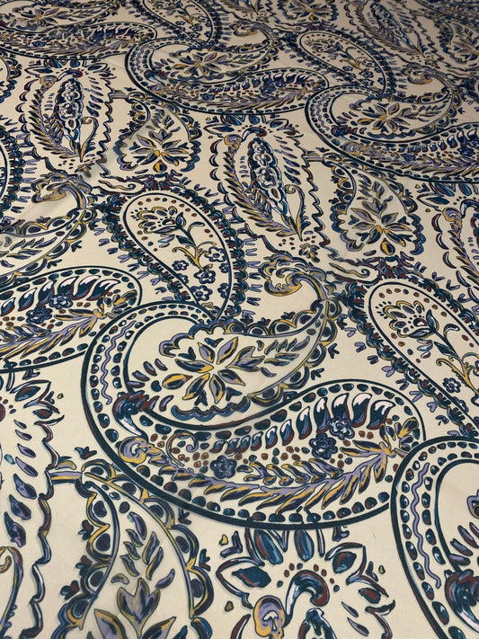 Cream Background Paisley Print Fabric