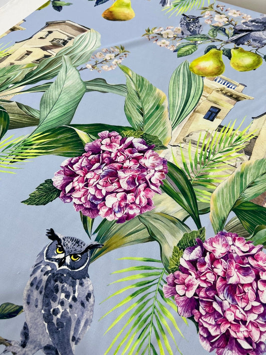 Tropical Parrot Print Crepe Fabric
