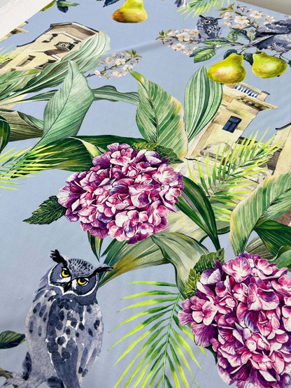 Tropical Parrot Print Crepe Fabric – Custom Printed Fabric, Choose Material by Metre