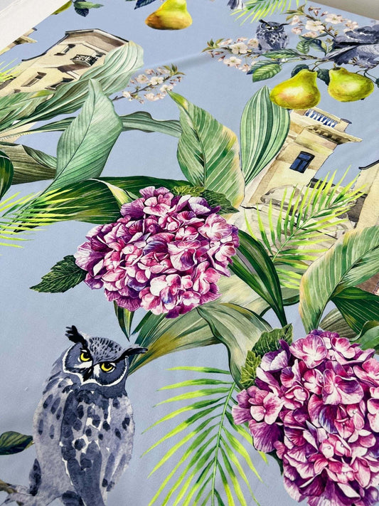 Tropical Parrot Print Crepe Fabric