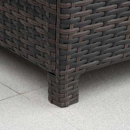 Rattan Garden Furniture Side Table Patio Frame Tempered Glass New - Brown