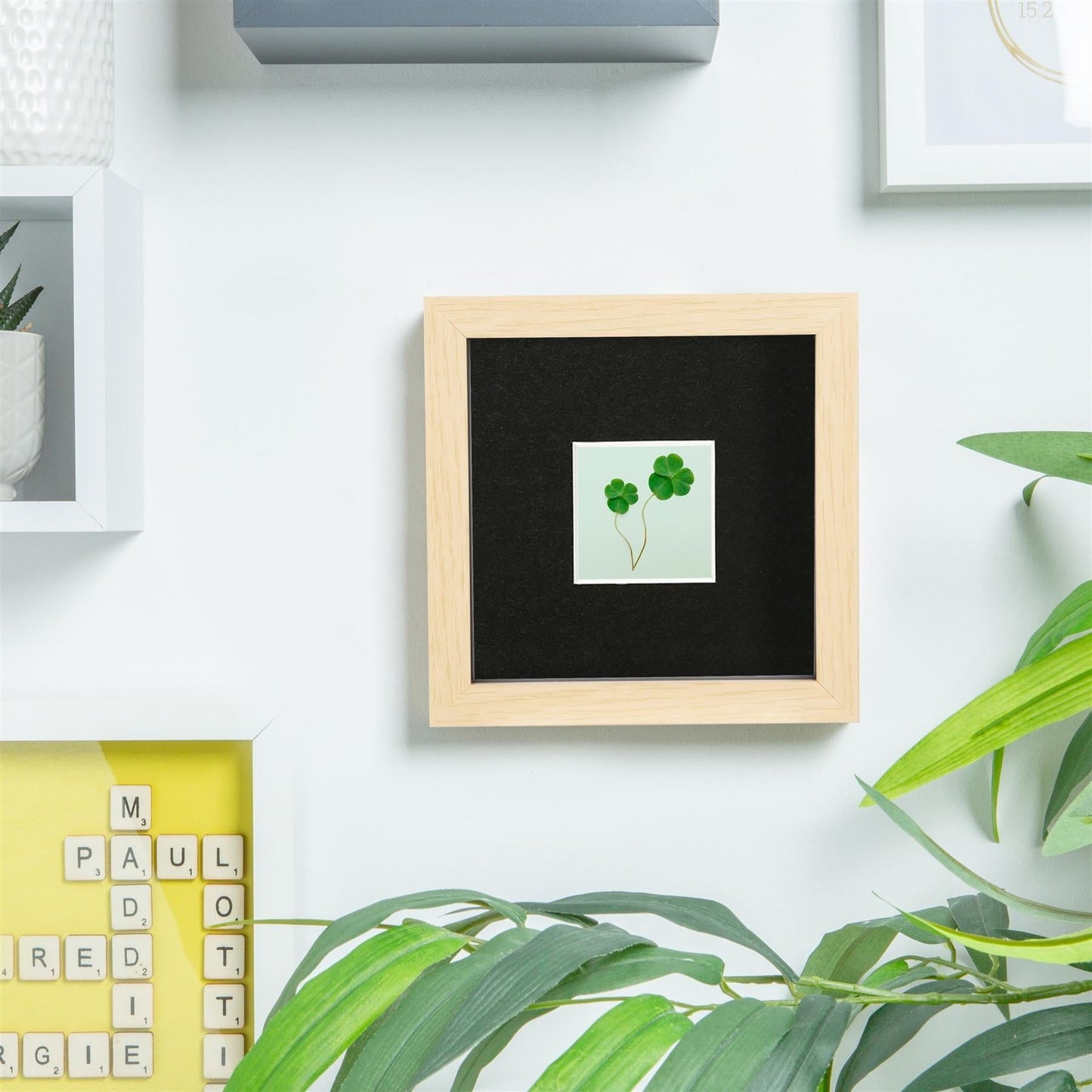 6" x 6" Light Wood 3D Deep Box Photo Frame - with 2" x 2" Mount