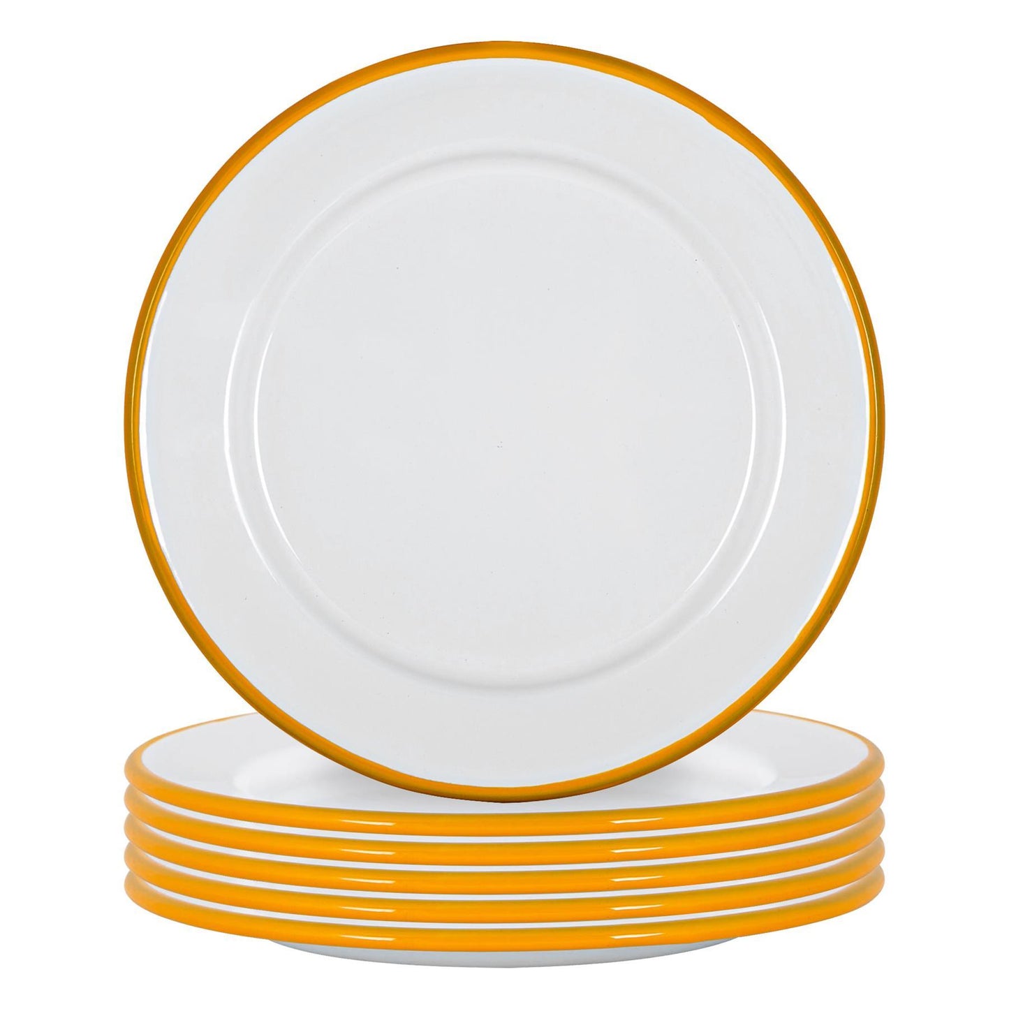20cm White Enamel Side Plates - Pack of Six