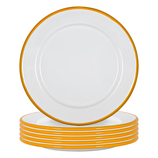 20cm White Enamel Side Plates - Pack of Six