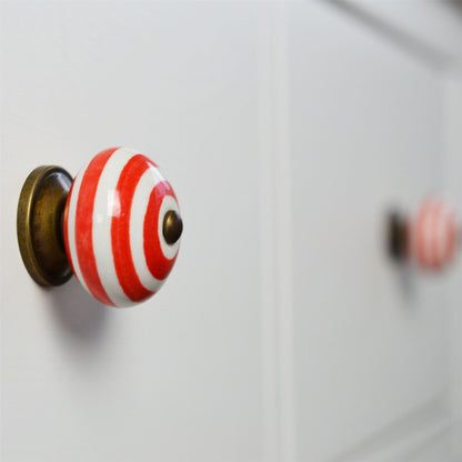 Round Stripe Ceramic Cabinet Knob