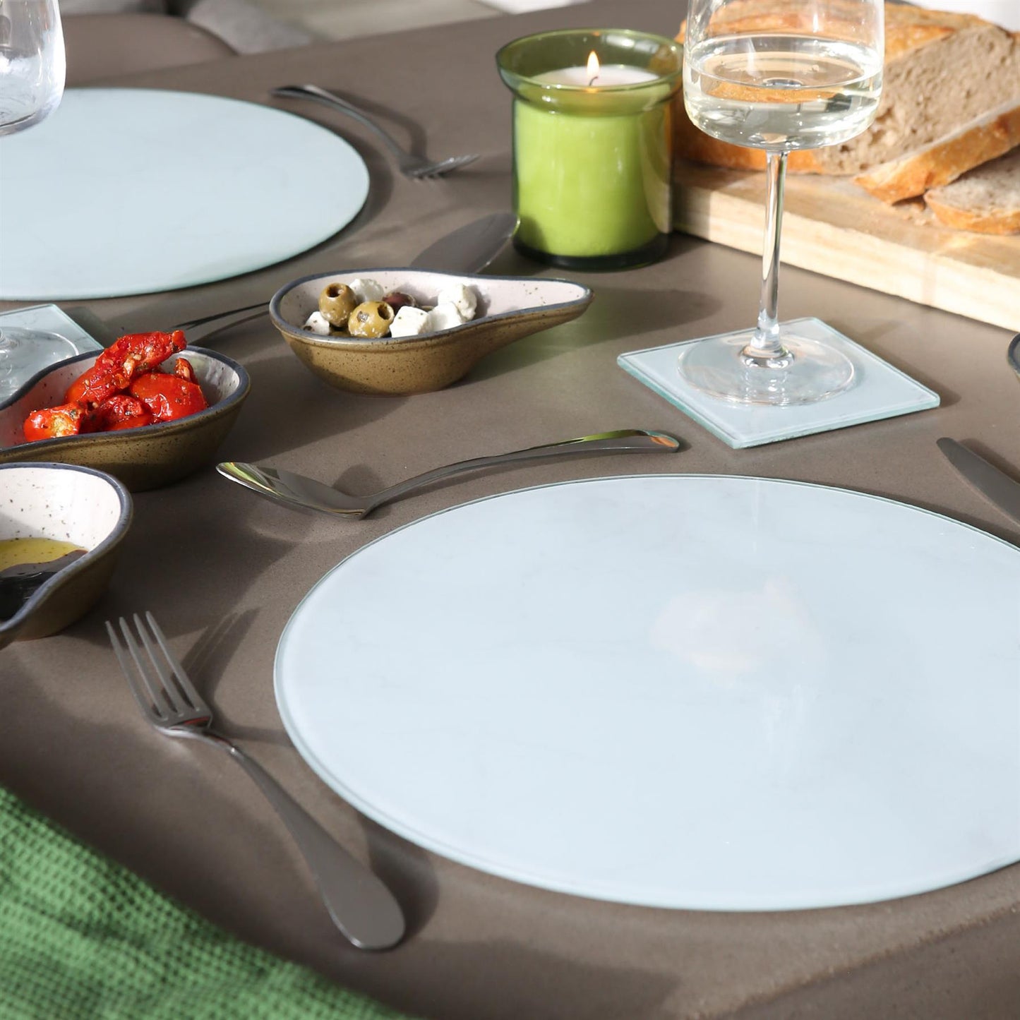 12pc Round Glass Placemats & Coasters Set