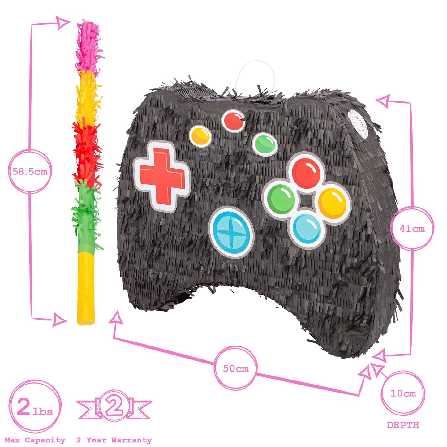 3pc Game Controller Large Pinata Set with Stick & Blindfold