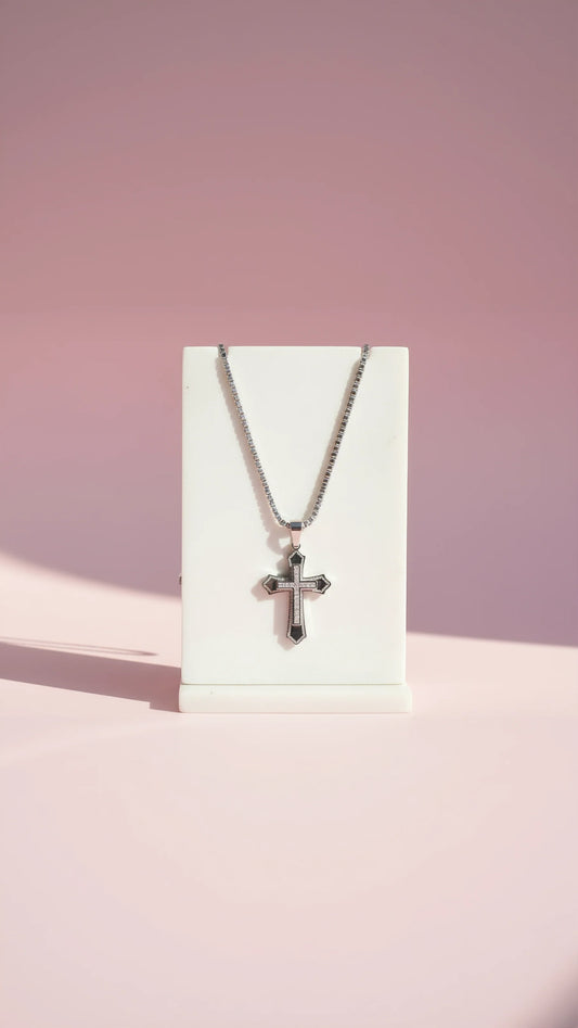 Silver Cross Crystal Symbolic Necklace