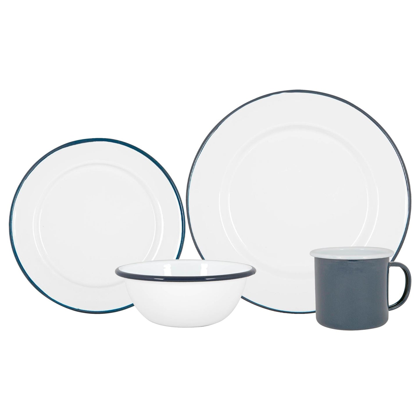 16pc White Enamel Dinner Set