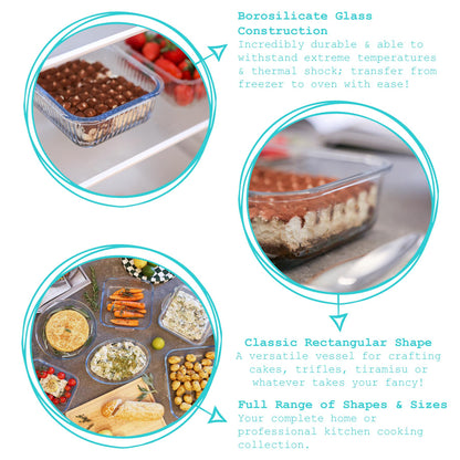 Rectangular Glass Cake Dish - 17cm x 12.5cm