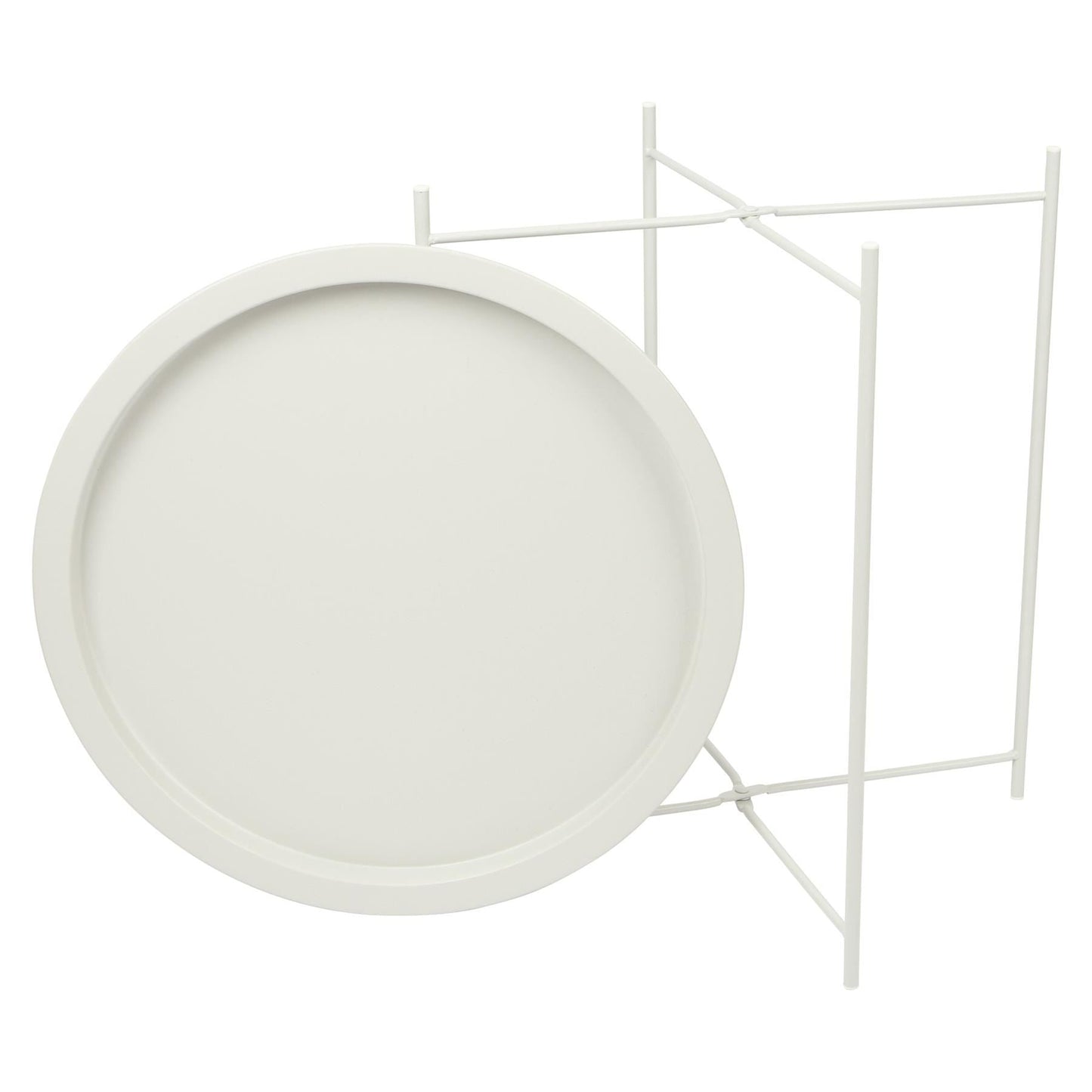 White Round Steel Tray Table