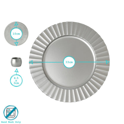 18pc Round Fluted Charger Plates Set - 33cm