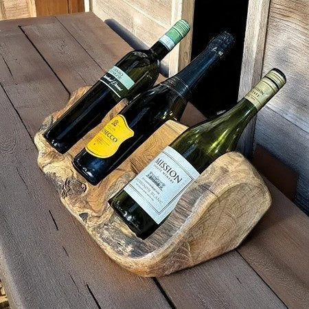 45CM TEAK ROOT TRIPLE WINE HOLDER