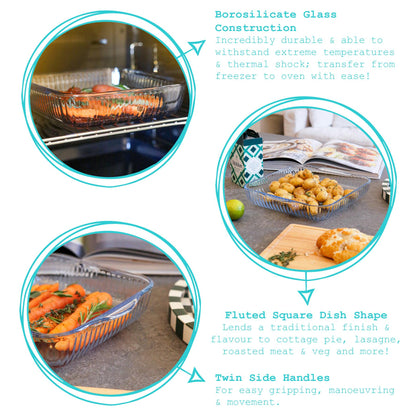 Optical Square Glass Oven Dish - 24cm x 21cm