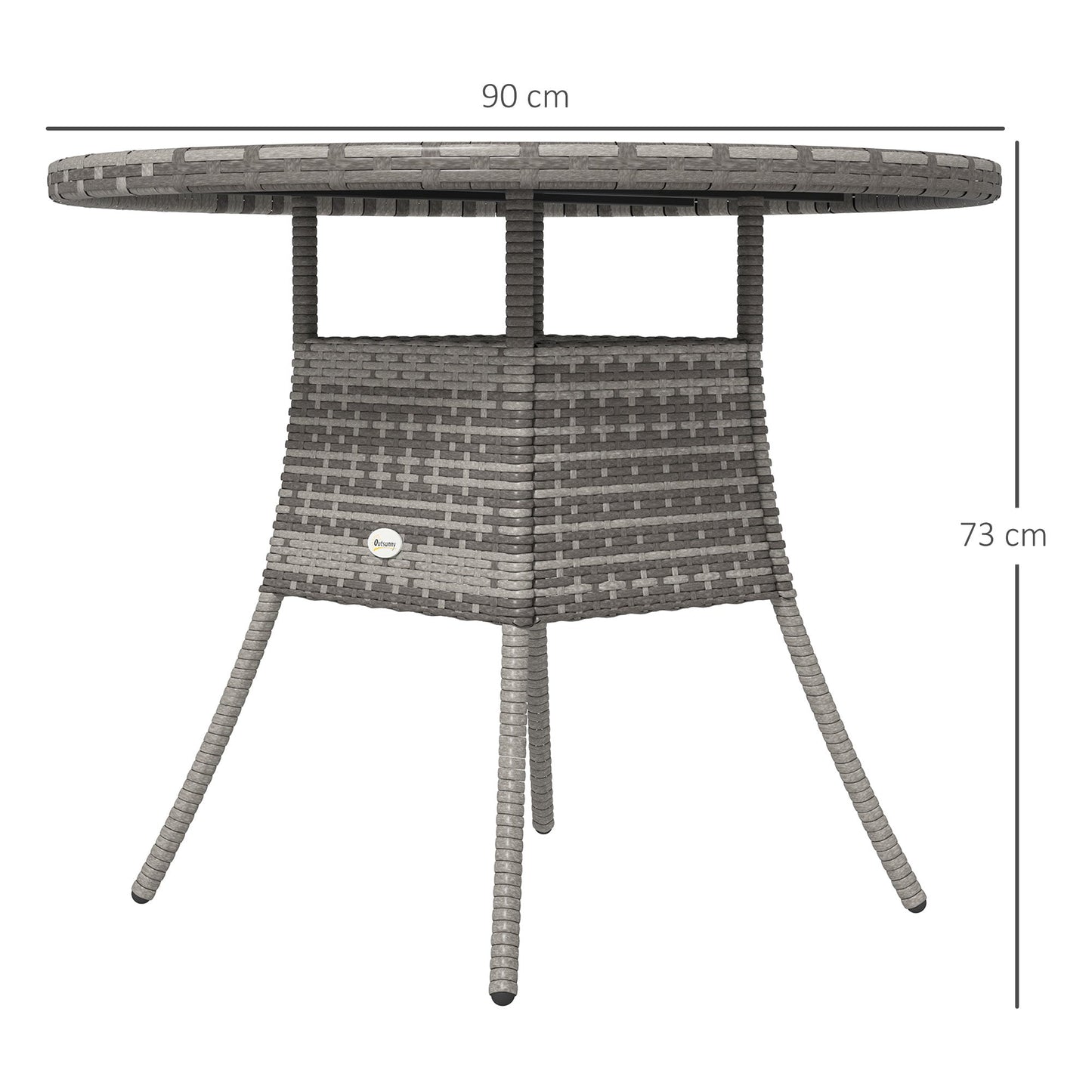 Outsunny Outdoor PE Rattan Dining Table w/ Wood-plastic Composite Top, Grey