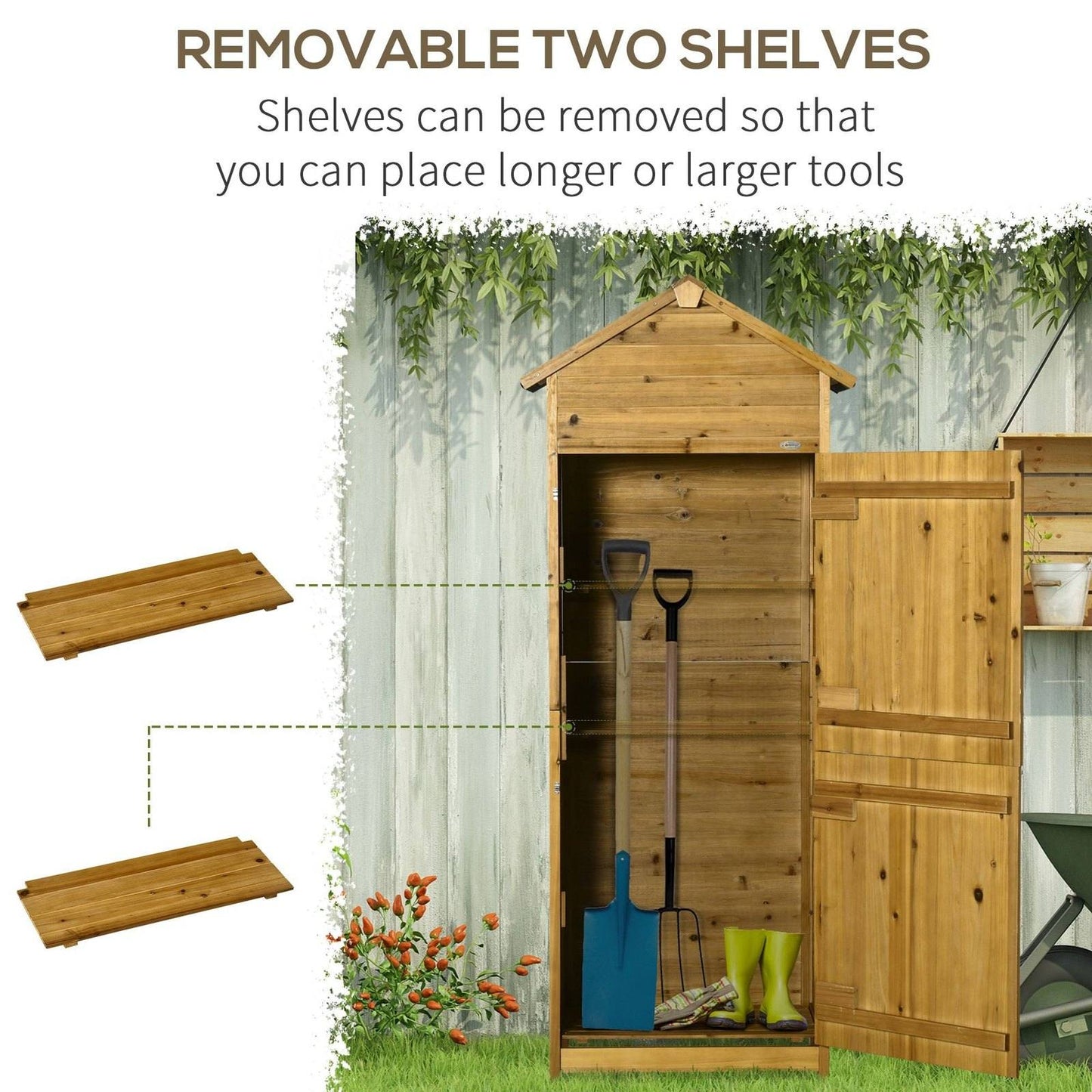 Rustica 191cm Barn Door Apex Garden Store With Shelves Fir Wood Natural by Steadfast