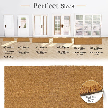 Plain Coir 45cm x 75cm - Brown Home Entrance Door Mat