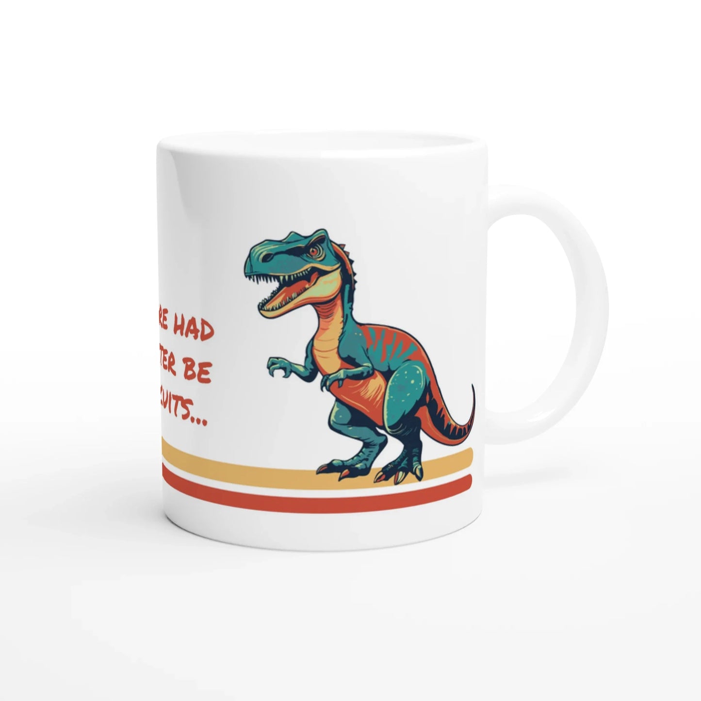 Personalisable White 11oz Ceramic Mug - T-Rex Biscuits