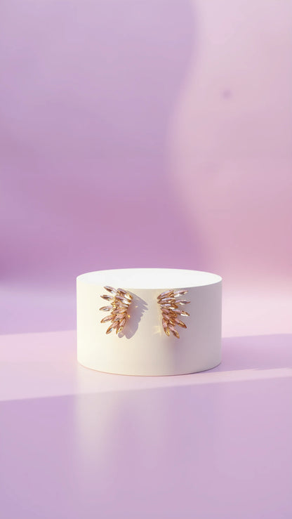 Feather Crystal Stud Earrings