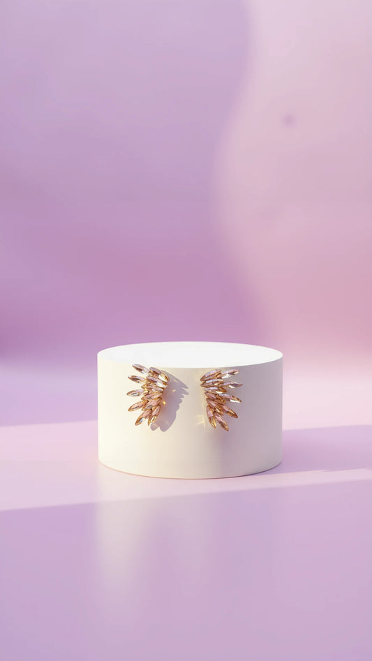 Feather Crystal Stud Earrings