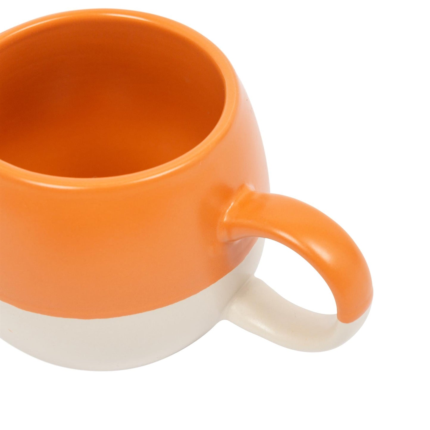 340ml Burnt Orange Colour Block Stoneware Sphere Mugs - Pack of Four