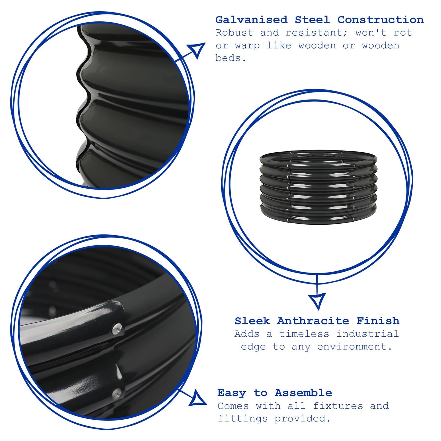 Round Raised Garden Bed - 90cm x 45cm