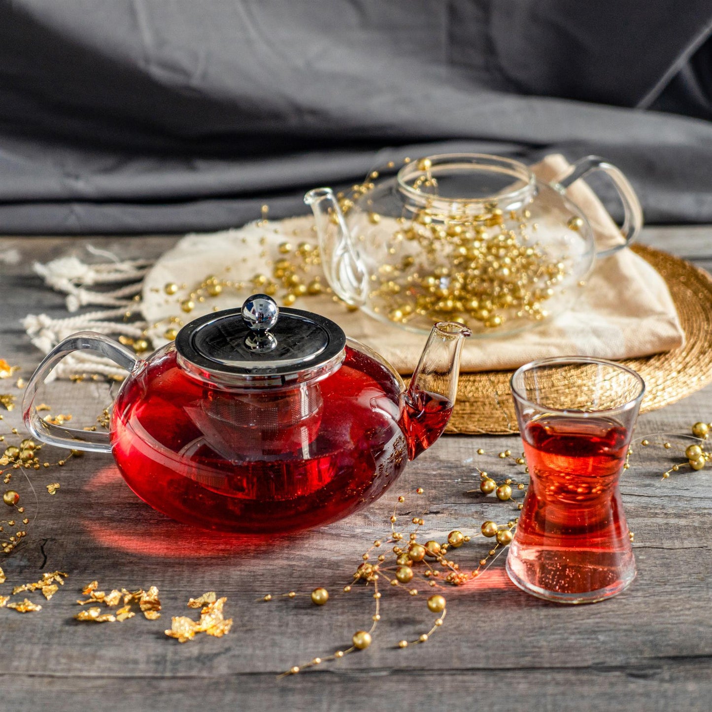 800ml Clear Glass Teapot with Stainless Steel Infuser