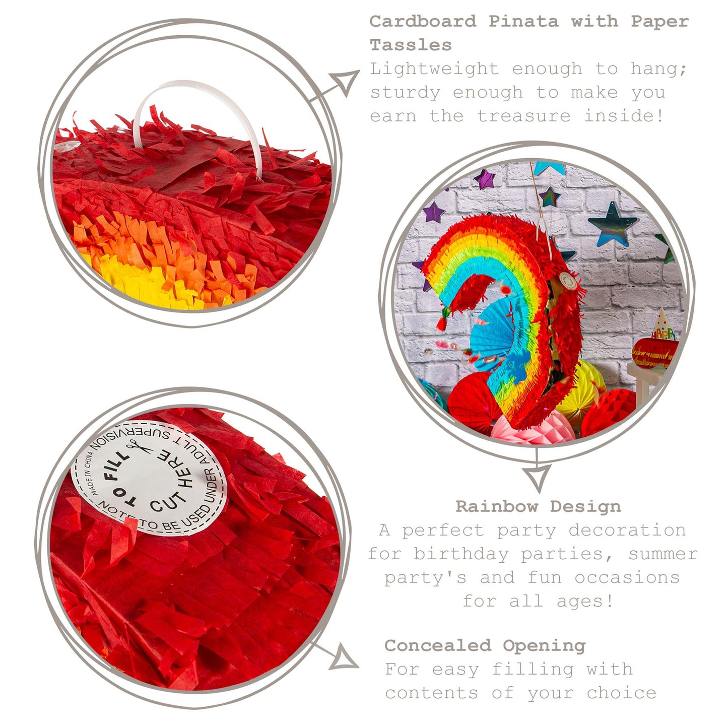 Large Rainbow Pinata Party Set